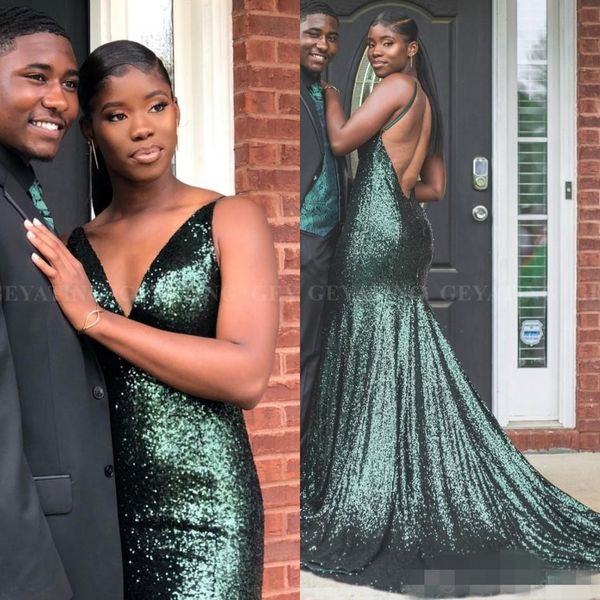 sparkly dak green sequin prom dresses backless sweep train spaghetti straps african black girl celebrity party gown formal evening wear
sparkly dak green sequin prom dresses backless sweep train spaghetti straps african black girl celebrity party gown formal evening wear