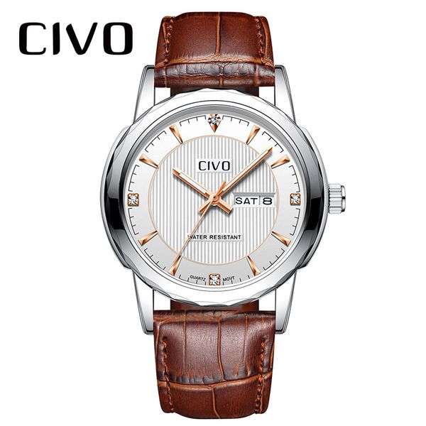 civo mens watches genuine leather luxury waterproof date calendar analogue watch clock fashion casual quartz wrist watches, Slivery;brown
civo mens watches genuine leather luxury waterproof date calendar analogue watch clock fashion casual quartz wrist watches, Slivery;brown
