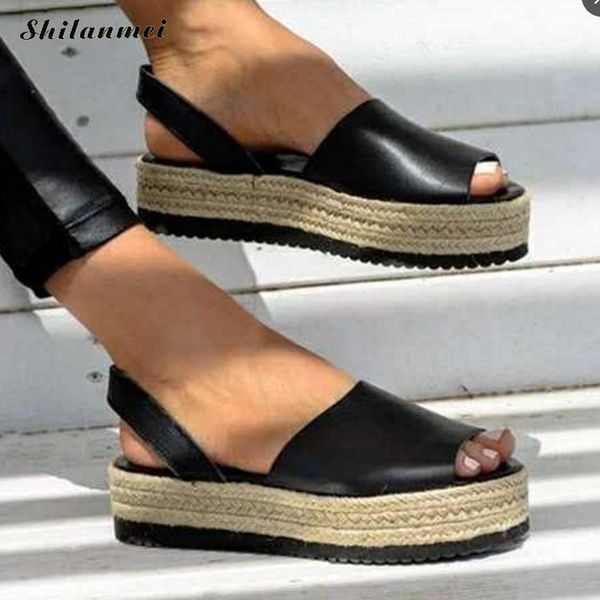 women platform sandals slip on peep toe sandals summer ladies slip on pu flat slides back strap slides plus size shoes 43, Black
women platform sandals slip on peep toe sandals summer ladies slip on pu flat slides back strap slides plus size shoes 43, Black