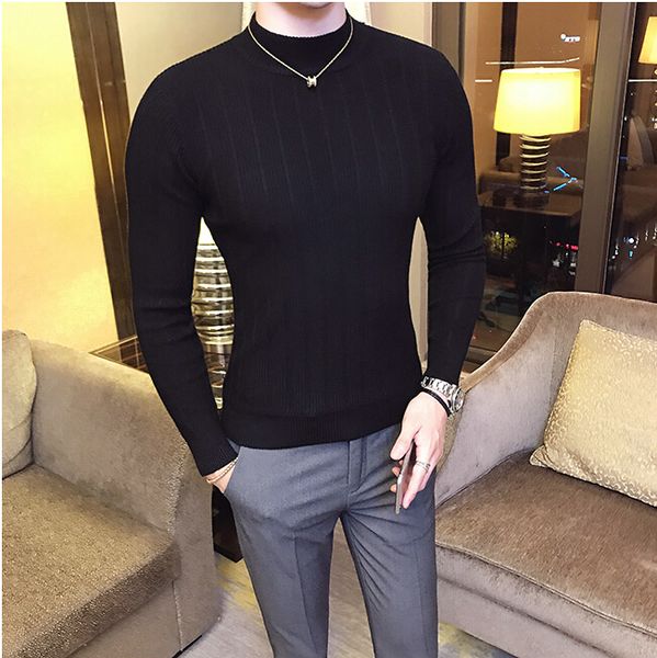 high-collar pattern bottomed sweater in autumn and winter solid color casual sweater men's slim fit a985, White;black
high-collar pattern bottomed sweater in autumn and winter solid color casual sweater men's slim fit a985, White;black