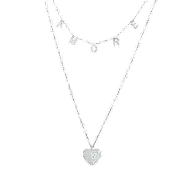 simple letter amore heart pendant necklace for women silver double-layer chain necklace girls fashion jewelry gift femme collier
simple letter amore heart pendant necklace for women silver double-layer chain necklace girls fashion jewelry gift femme collier