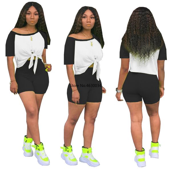 summer women two pieces set tracksuits lace up patchwork o-neck crop +shorts suits night joggers sporty outfits, White
summer women two pieces set tracksuits lace up patchwork o-neck crop +shorts suits night joggers sporty outfits, White