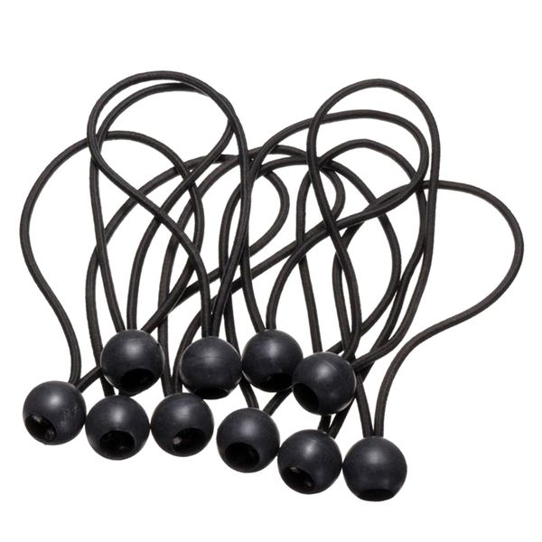 lot 10 ball bungee loop, canopy tarp tie down cord, black 
lot 10 ball bungee loop, canopy tarp tie down cord, black