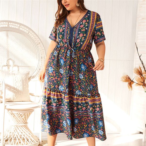 women designer print dresses v neck short sleeve casual famale plus size clothing summer fashion dress, White;black
women designer print dresses v neck short sleeve casual famale plus size clothing summer fashion dress, White;black