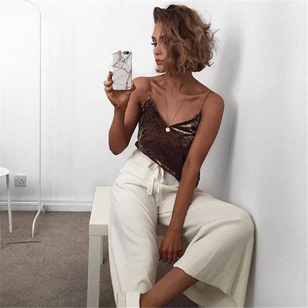regular summer style sleeveless velvet camis women v neck spaghetti strap club tank casual loose camisole tank quality, White
regular summer style sleeveless velvet camis women v neck spaghetti strap club tank casual loose camisole tank quality, White