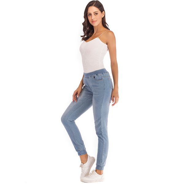 2019 women autumn elastic plus loose denim casual cropped jeans women's casual perfect punching shaping 6.8, Blue
2019 women autumn elastic plus loose denim casual cropped jeans women's casual perfect punching shaping 6.8, Blue