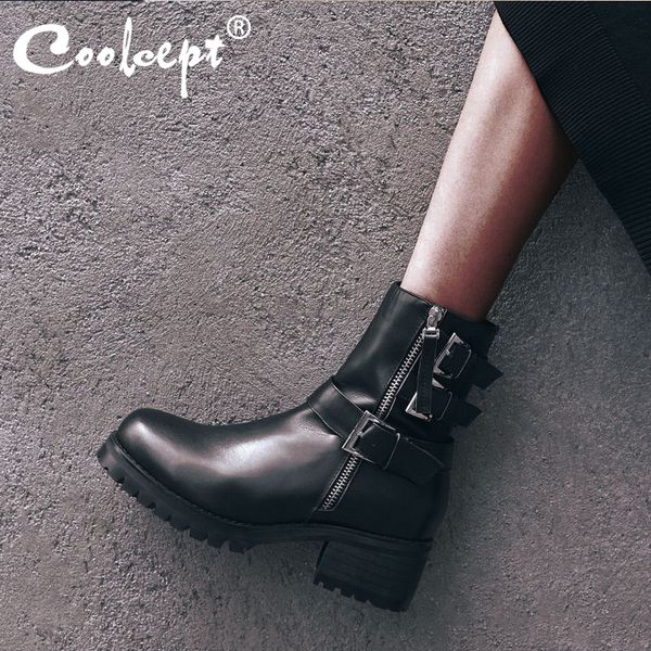 coolcept women ankle boots genuine leather gothic shoes women new winter brand buckle platform square heel boots size 33-43, Black
coolcept women ankle boots genuine leather gothic shoes women new winter brand buckle platform square heel boots size 33-43, Black