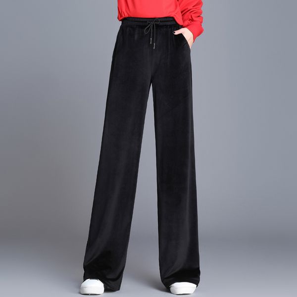 2019fashionable casual wide-leg pants wish velvet pants style trousers for women, Black;white
2019fashionable casual wide-leg pants wish velvet pants style trousers for women, Black;white