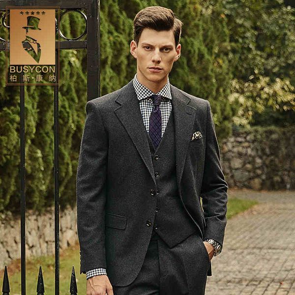 dark grey wool men suits for wedding 2019, White;black