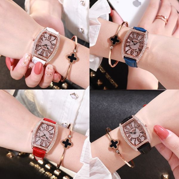 star belt of the sky rhinestone wine barrel type ladies' personalized big digital watch rose gold large dial belt watch, Blue
star belt of the sky rhinestone wine barrel type ladies' personalized big digital watch rose gold large dial belt watch, Blue