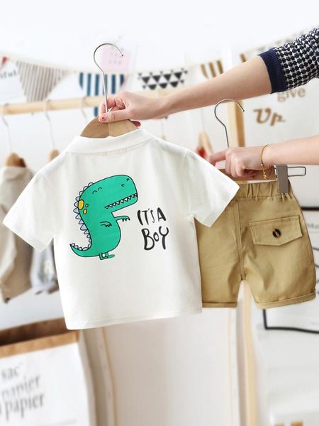boy's dinosaur short-sleeved suit 2020 baby boy's lapel shirt children's t-shirt two-piece set t-tide, White
boy's dinosaur short-sleeved suit 2020 baby boy's lapel shirt children's t-shirt two-piece set t-tide, White