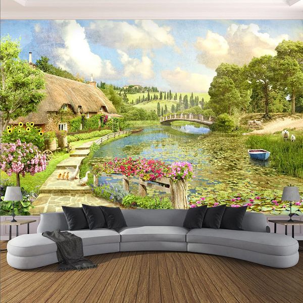 

p wallpaper 3d pastoral landscape murals living room bedroom home decor european style wall papers for walls 3 d papel mural