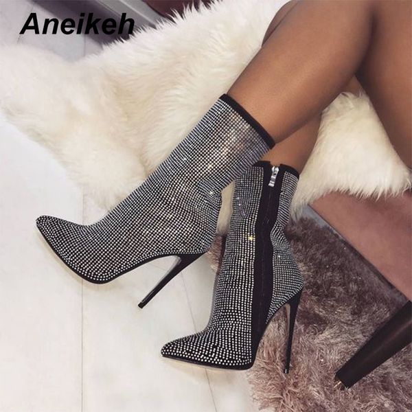 aneikeh autumn glitter shoes high-quality women ankle boots rhinestone pointed toe thin heels boots shoes size 35-40, Black
aneikeh autumn glitter shoes high-quality women ankle boots rhinestone pointed toe thin heels boots shoes size 35-40, Black