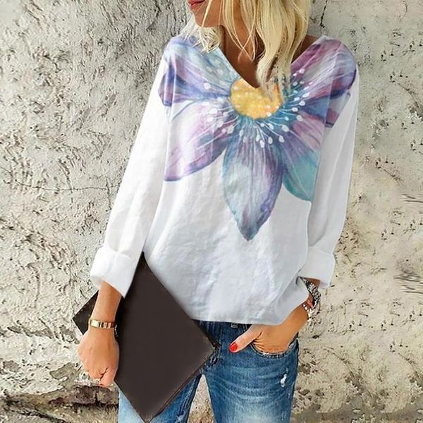 winter shirt women loose v-neck long sleeve flower print shirts casual blouse womens and blouses blusas mujer de moda 2019, White
winter shirt women loose v-neck long sleeve flower print shirts casual blouse womens and blouses blusas mujer de moda 2019, White