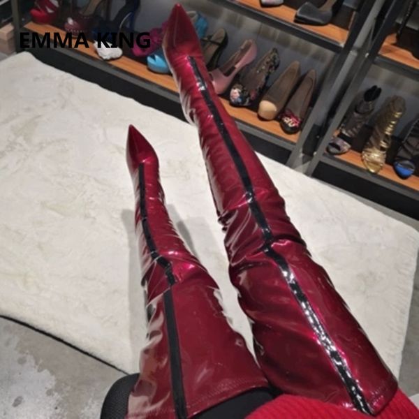 2019 new red leather women thigh high crotch boots pointed toe ladies high heel runway trendy shoe woman over the knee boot, Black
2019 new red leather women thigh high crotch boots pointed toe ladies high heel runway trendy shoe woman over the knee boot, Black