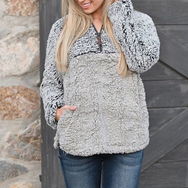 women warm fluffy winter solid casual zip up pullovers outwear abrigos mujer invierno 2019 shipped within 36 hours, White;black
women warm fluffy winter solid casual zip up pullovers outwear abrigos mujer invierno 2019 shipped within 36 hours, White;black
