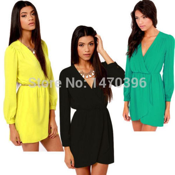 2015 women chiffon long sleeve dress party cocktail mini dress size 6-16, Black;gray 
2015 women chiffon long sleeve dress party cocktail mini dress size 6-16, Black;gray