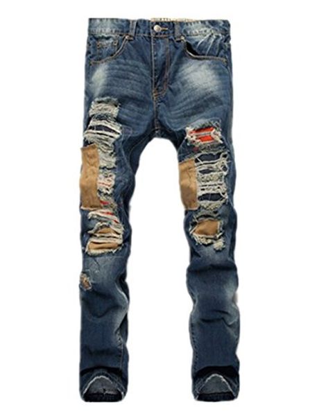 vionr men's ripped destroyed washed distressed denim slim straight jeans, Blue
vionr men's ripped destroyed washed distressed denim slim straight jeans, Blue