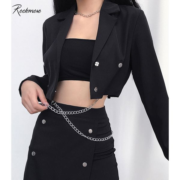 rockmore long sleeve women outwear coat with chain button autumn punk style crop coats female korea elegant jackets plus size, Black;brown
rockmore long sleeve women outwear coat with chain button autumn punk style crop coats female korea elegant jackets plus size, Black;brown