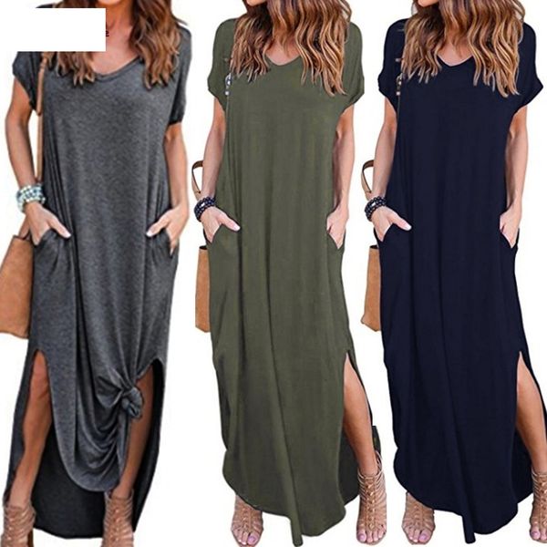 womens loose summer beach gallus short sleeves floor-length long dress g3, Black;gray
womens loose summer beach gallus short sleeves floor-length long dress g3, Black;gray
