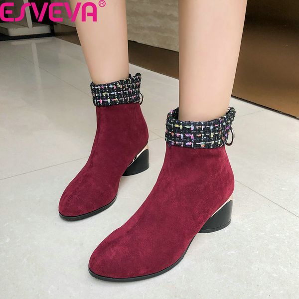 esveva 2020 rhinestone fashion square high heel zipper ankle boots autumn winter round toe flock casual women shoes size 34-39, Black
esveva 2020 rhinestone fashion square high heel zipper ankle boots autumn winter round toe flock casual women shoes size 34-39, Black