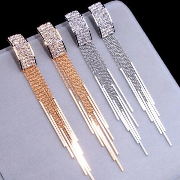 new gold color long crystal tassel dangle earrings for women wedding drop earing brinco fashion jewelry gifts gb377, Golden;silver
new gold color long crystal tassel dangle earrings for women wedding drop earing brinco fashion jewelry gifts gb377, Golden;silver