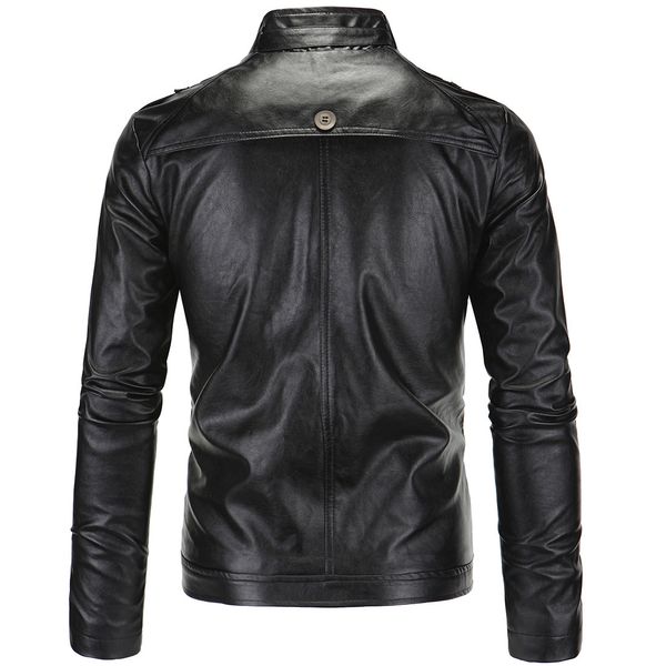 aliexpress selling men's leather jackets locomotive leather coat stand collar button washing leather coat, Black
aliexpress selling men's leather jackets locomotive leather coat stand collar button washing leather coat, Black
