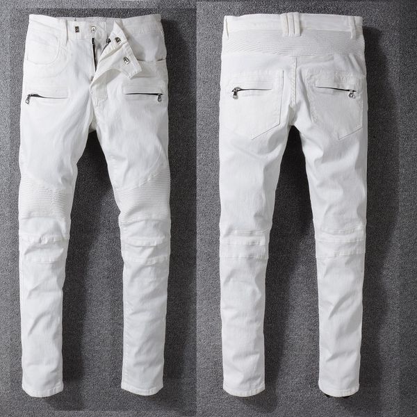 new 2020 arrival famous fashion brand men's washed pleated design casual white slim biker jeans man moto denim jeans pants trousers, Blue
new 2020 arrival famous fashion brand men's washed pleated design casual white slim biker jeans man moto denim jeans pants trousers, Blue
