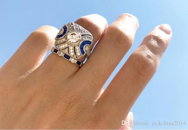 vintage fashion jewelry 925 sterling silver fill blue sapphire cz diamond gemstones eternity women wedding bridal ring set for mothers, Slivery;golden
vintage fashion jewelry 925 sterling silver fill blue sapphire cz diamond gemstones eternity women wedding bridal ring set for mothers, Slivery;golden