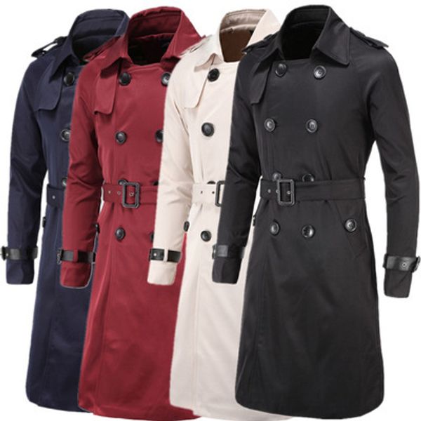 pea casual mid long vintage belt slim fit men's fashion outwear trench coat chic men overcoat with belt male double breasted, Tan;black
pea casual mid long vintage belt slim fit men's fashion outwear trench coat chic men overcoat with belt male double breasted, Tan;black