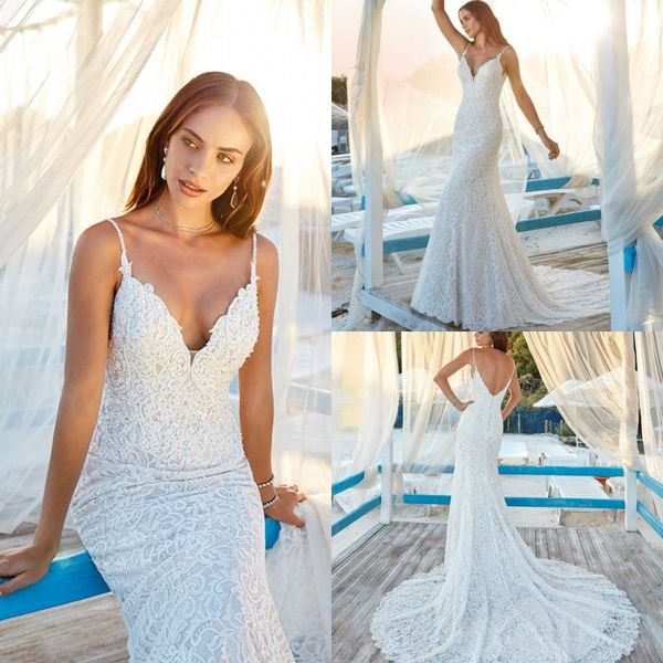 eddy k 2019 свадебные платья спагетти-бретельки кружевные свадебные платья русалки свадебное платье без спинки с скользящим шлейфом свадебны, White
eddy k 2019 свадебные платья спагетти-бретельки кружевные свадебные платья русалки свадебное платье без спинки с скользящим шлейфом свадебны, White