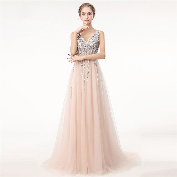 elegant evening formal dresses 2018 chmapgne tulle prom dresses floor length bead v neck party robes de demoiselle d'honneur robes de m, Black
elegant evening formal dresses 2018 chmapgne tulle prom dresses floor length bead v neck party robes de demoiselle d'honneur robes de m, Black