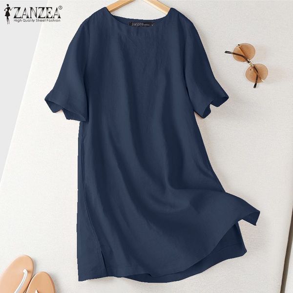 zanzea summer short sleeve cotton linen blouse women elegant solid long shirt robe femme tunic female split hem blusas 5xl, White
zanzea summer short sleeve cotton linen blouse women elegant solid long shirt robe femme tunic female split hem blusas 5xl, White