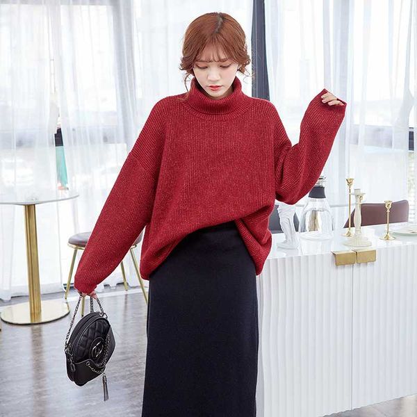 red sweater women's autumn and winter 2020 new style korean-style women's wear loose-fit sweet high collar long sleeve sweater, White;black
red sweater women's autumn and winter 2020 new style korean-style women's wear loose-fit sweet high collar long sleeve sweater, White;black