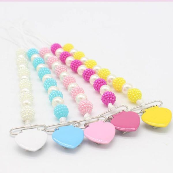 baby pram hook hanging strap new soother holder anti-lose pacifier clip chain dummy nipple holder pearls baby pacifier clips