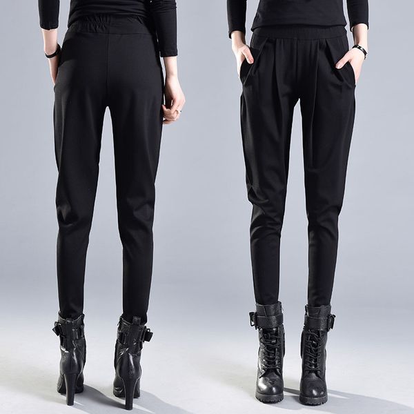 4xl plus size women pencil pants spring harem pants high waisted black trousers england style elegant ladies breeches, Black;white
4xl plus size women pencil pants spring harem pants high waisted black trousers england style elegant ladies breeches, Black;white
