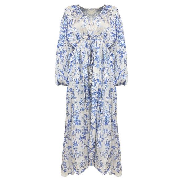 womens dress retro print v-neck print long-sleeved belt belt long dress female, Black;gray
womens dress retro print v-neck print long-sleeved belt belt long dress female, Black;gray