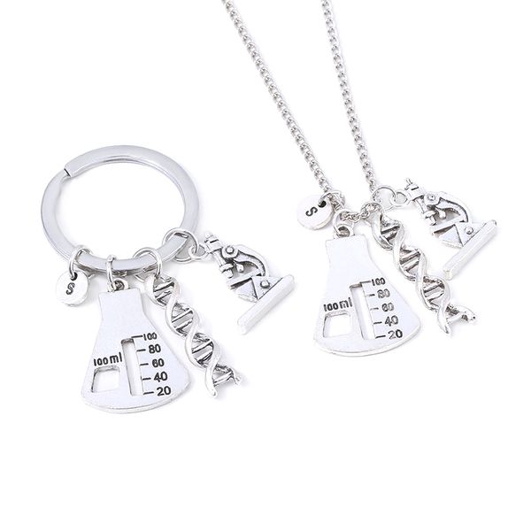 biological experimental tool keychain conical flask molecular dna microscope pendant key chain for men keyring, Silver
biological experimental tool keychain conical flask molecular dna microscope pendant key chain for men keyring, Silver