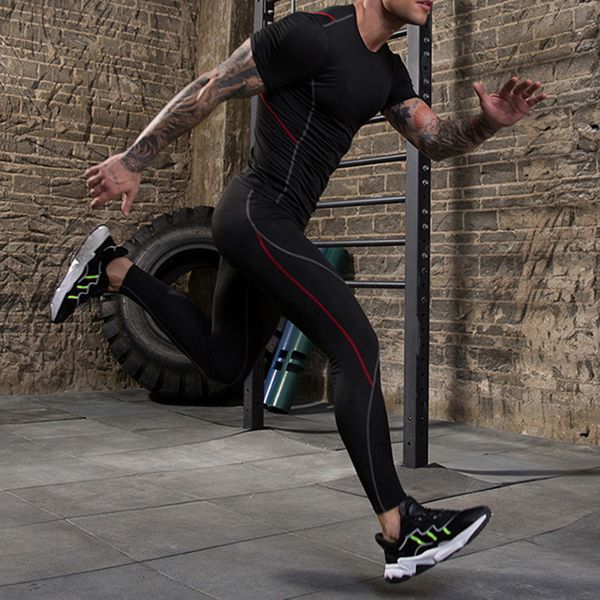 men sport suits gym running pants + tshirt sets male joggers training quick dry fitness sportwear 2 piece set, Black;blue
men sport suits gym running pants + tshirt sets male joggers training quick dry fitness sportwear 2 piece set, Black;blue