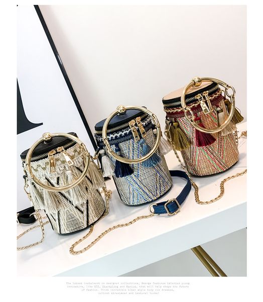 цепь, национальный стиль, кольцо, ручной мешок плеча, сплетенное ведро кисточки, способ металла