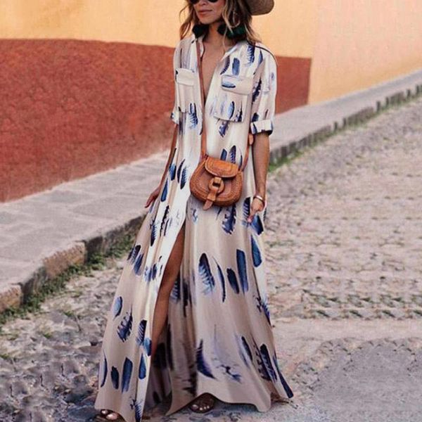 fashion summer dress female womens plumage printed half sleeve dress with pockets long elbise robe vestidos, Black;gray
fashion summer dress female womens plumage printed half sleeve dress with pockets long elbise robe vestidos, Black;gray
