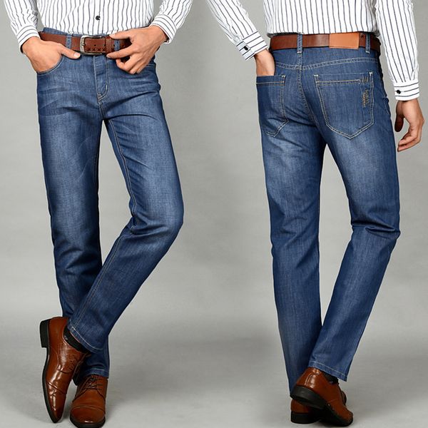 men fashion casual straight denim trousers all seasons washed soft jeans, Blue
men fashion casual straight denim trousers all seasons washed soft jeans, Blue