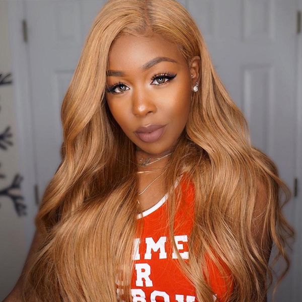 #27 blonde 360 lace frontal human hair wigs with baby hairline body wave remy full lace wig pre plucked natural hairline 13x6 lace front wig, Black
#27 blonde 360 lace frontal human hair wigs with baby hairline body wave remy full lace wig pre plucked natural hairline 13x6 lace front wig, Black