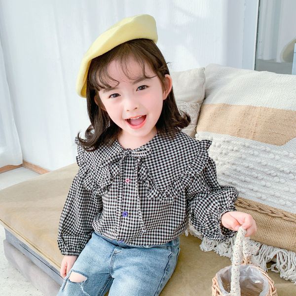 2020 spring children girls long sleeve plaid lapel collar blouses baby kids cotton lotus collar shirt toddler sweet cute shirts y200704, White;black
2020 spring children girls long sleeve plaid lapel collar blouses baby kids cotton lotus collar shirt toddler sweet cute shirts y200704, White;black