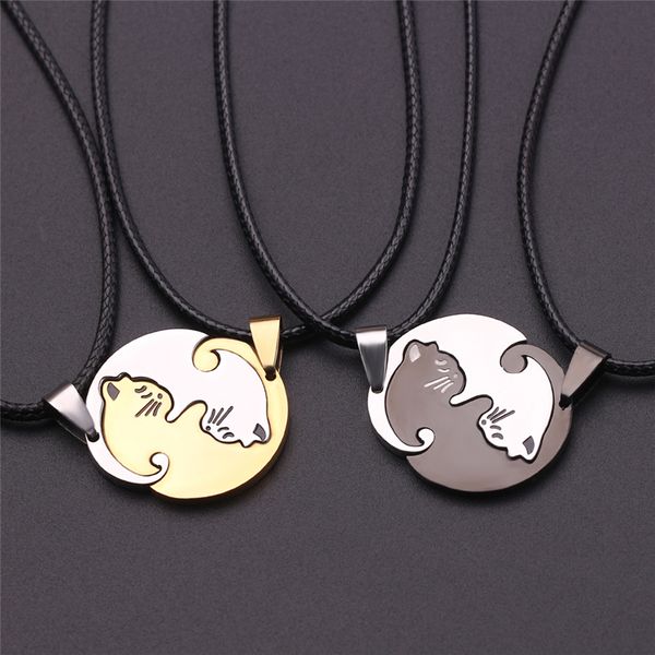 cute couple jewelry animal pendant black and white cat stitching necklace simple friendship gift gold white cat round necklace, Silver
cute couple jewelry animal pendant black and white cat stitching necklace simple friendship gift gold white cat round necklace, Silver