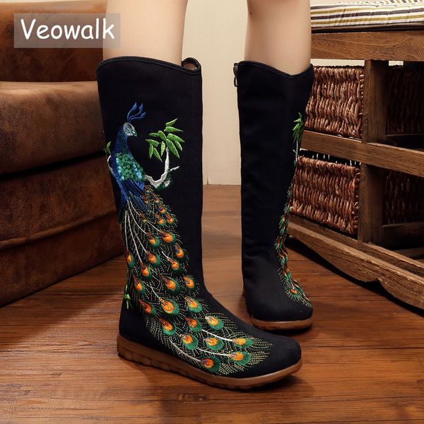 veowalk autumn old beijing peacock sequins cotton embroidered woman casual mid boots ladies platform canvas shoes botas mujer, Black
veowalk autumn old beijing peacock sequins cotton embroidered woman casual mid boots ladies platform canvas shoes botas mujer, Black