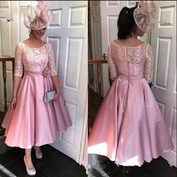 elegant dusty rosetea length mother of the bride groom dresses jewey neck lace sleeves a line satin ruched evening formal gowns, Black;red
elegant dusty rosetea length mother of the bride groom dresses jewey neck lace sleeves a line satin ruched evening formal gowns, Black;red