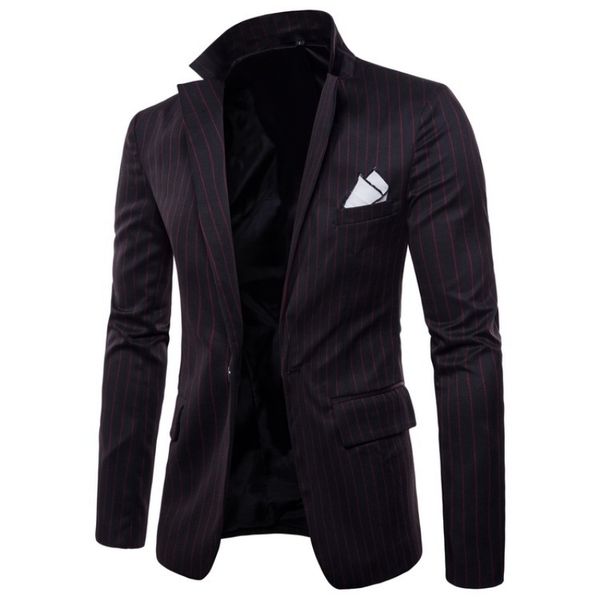 men's suits & blazers spring fashion striped men single button slim fit suit jacket brand casual black grey blazer coat masculino plus, White;black
men's suits & blazers spring fashion striped men single button slim fit suit jacket brand casual black grey blazer coat masculino plus, White;black