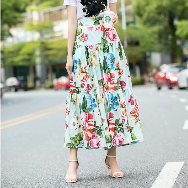 2020 summer new stunning blue printed skirt women's skirt 200507ul02, Black