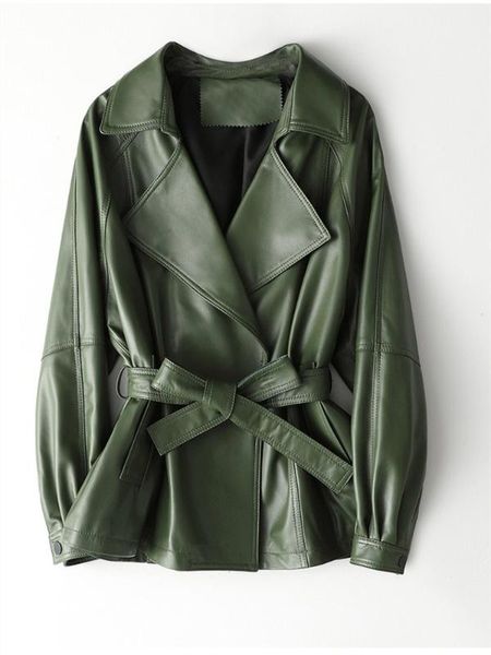 2019 autumn new sheep leather jacket ladies genuine coat fashion slim green overcoat, Black
2019 autumn new sheep leather jacket ladies genuine coat fashion slim green overcoat, Black